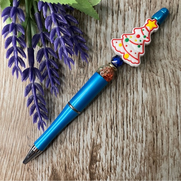 Handcrafted Pooh Tree Pens Beaded Unique Artisan Gifts Office Accessories - Picture 4 of 7